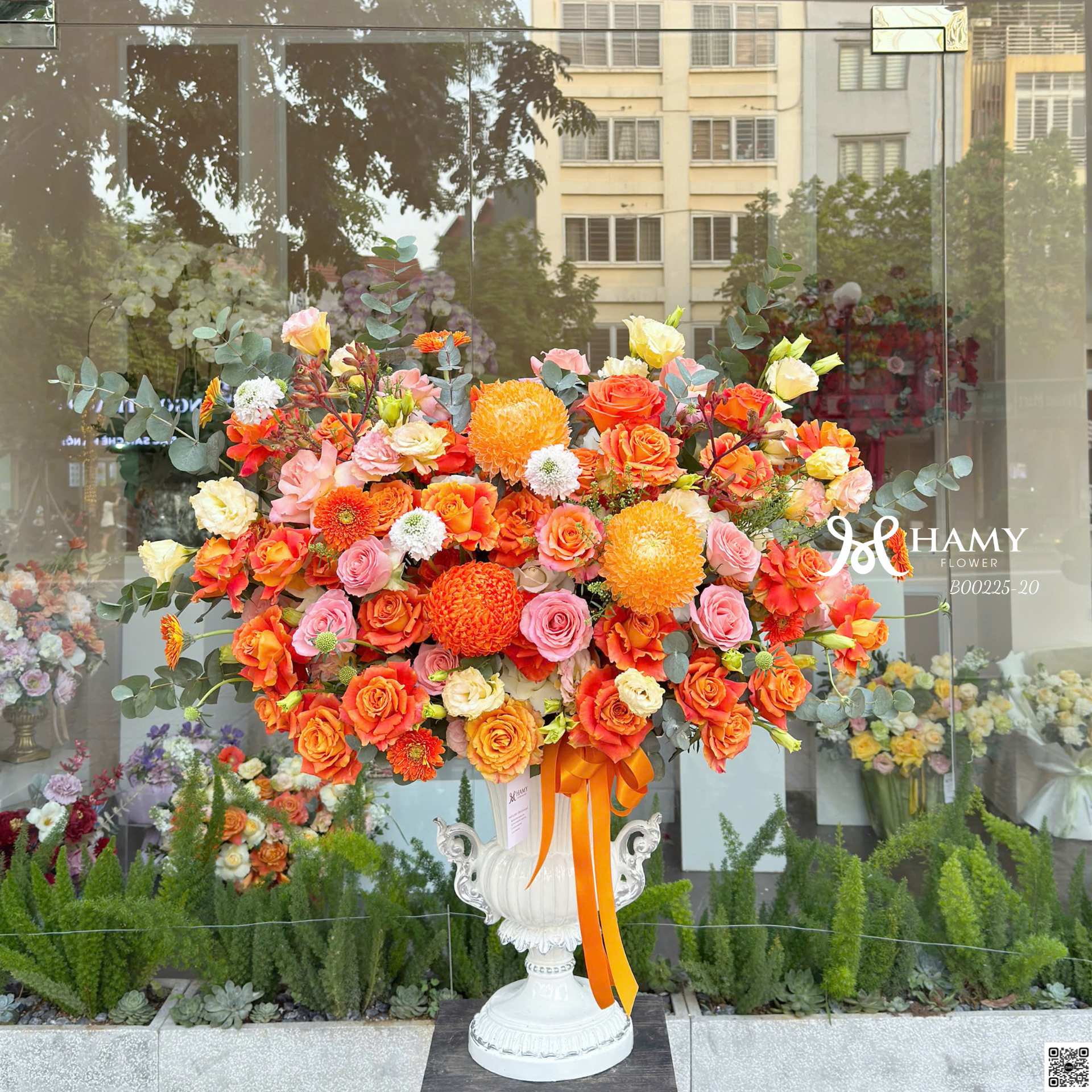 Bình hoa tone cam nhập khẩu cao cấp mừng khai trương hồng phát